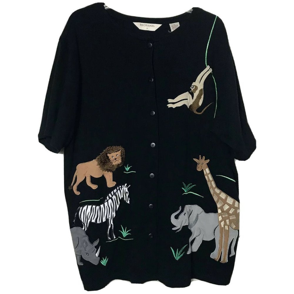 Bechamel Safari Zoo Animals Button Cardigan Top